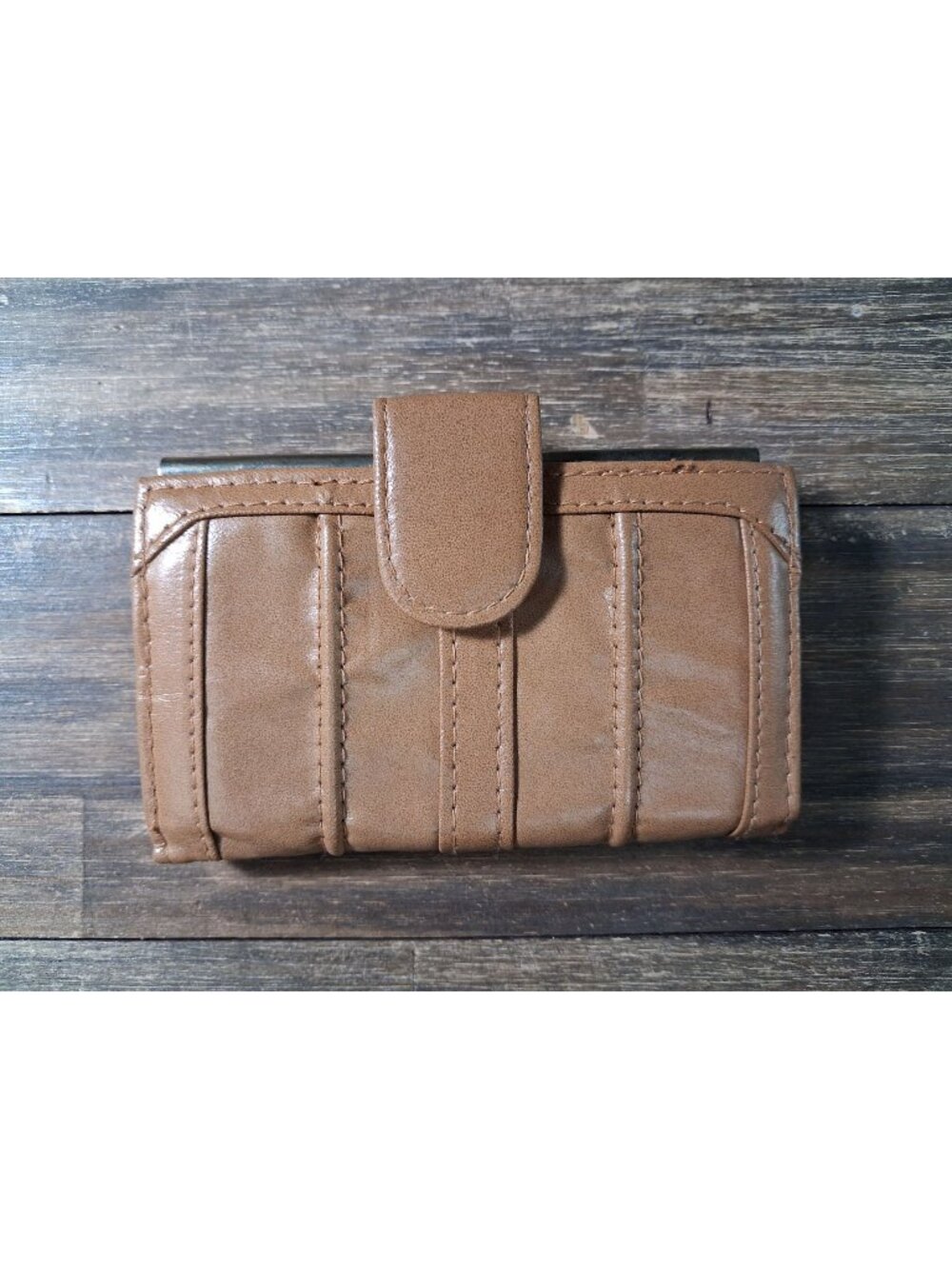 Vintage Sears Wallet Brown Bifold Accordian Card Holder Tab Snap Retro